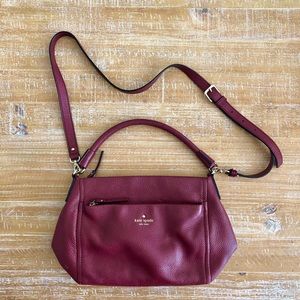 Kate Spade Pebble Leather Burgundy Satchel Purse
